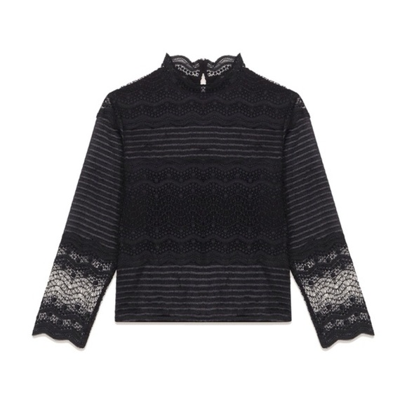 Maje Lizie Lace Top in Black Size 2. - Picture 10 of 11
